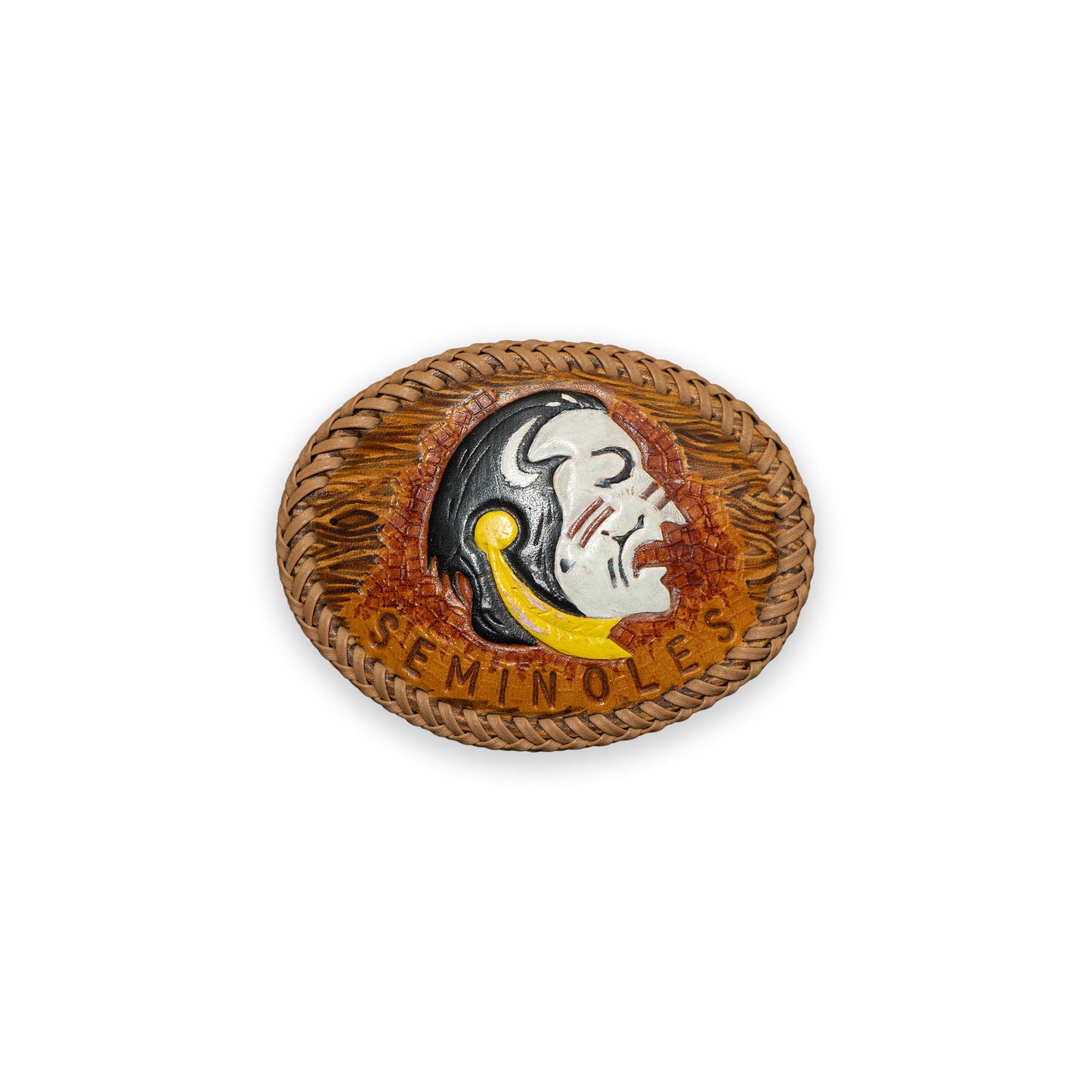 FSU Red Leather Belt Buckle